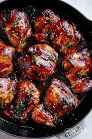 Baked Chicken Thighs In A Skillet With Honey Soy Sauce Cafedelites Chicken Chickenthighs D Chicken Thights Recipes Honey Baked Chicken Baked Chicken Thighs