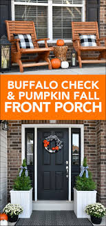 Black And White Buffalo Plaid Fall Decor Fall Front Porch Makeover With Buffalo Check And Pumpkins Fall Front Porch Fall Decorations Porch Front Porch Decorating