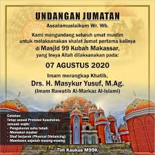 Sholat dilakukan setiap hari jumat ketika memasuki waktu dhuhur. Terkait Undangan Shalat Jumat Di Masjid 99 Kubah Nurdin Mana Ada Shalat Jumat Pakai Undangan