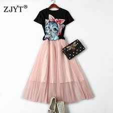 The logo was designed by hatmaker, a division of corey mcpherson nash. 2019 Summer Designer Runway Suit Set Women Fashion Cartoon Print T Shirt And Pleated Midi Tulle Skirt 2piece Clothing Sets Buy At The Price Of 45 28 In Aliexpress Com Imall Com