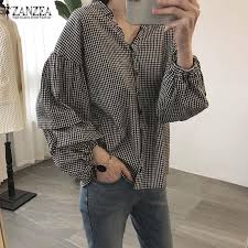 Sebagai wanita, bukan hal yang aneh jika sangat memikirkan tentang apa yang digunakan. Zanzea Kemeja Kotak Kotak Wanita Check Shirt Longgar Kasual Kerah V Ruffle Atasan Blouse Tee Pakaian Sehari Hari Pakaian Wanita Model Pakaian
