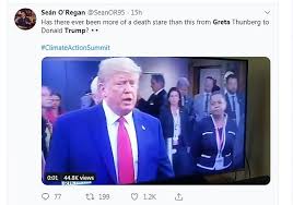 Грета тунберг (greta thunberg) выступила на саммите оон. Social Media Explodes With Memes Of Greta Thunberg S Glare At Donald Trump As He Enters Un Summit Daily Mail Online
