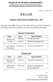 Project Viva Voce Grand Viva 2018 Institute Of Business Management