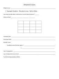 Dihybrid worksheet with answer key. Dihybrid Crosses Practice Problems