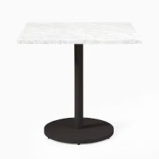White Marble Square Bistro Table Orbit Base