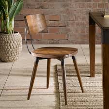 Specification retro vintage wooden seat colorful metal industrial restaurant dining table and chairs setting information item no. Industrial Lodge Home Collette Dining Chair In Pecan Gun Metal Reviews Wayfair