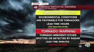 When sever weather is approaching, news casters use words like watch and 'warning to notify the public, however a lot of people are unaware as to what these terms actually mean. Knowing The Difference Tornado Warning V S Tornado Watch