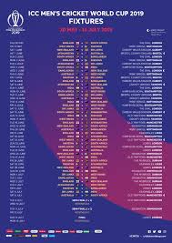It was hosted between 30 may to 14 july across 10 venues in england and a single venue in wales with the tournament being the fifth time that england had hosted the world cup while. Icc Cricket World Cup 2019 Schedule Timetable And List Of Venues For All Matches