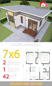 Autocad drawing of a bungalow of size 95' x 75' with g+2 storeys. Small House Plans 7x6 With 2 Bedrooms House Plans 3d