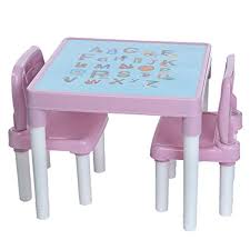 Let your little ones draw, play, and eat with children's table and chair sets. Hopwin Childrens Table Chair Set Kids Activity Art Plastic Desk Best For Toddlers Lego Reading 2 Seats With 1 Table Sets Pink Buy Online In Antigua And Barbuda At Antigua Desertcart Com Productid 124375374