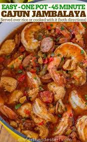 Easy Jambalaya Made With Chicken Shrimp And Andouille Sausage In Under 45 Minutes Served Over Rice O Gumbo Recipe Easy Jambalaya Recipe Easy Jambalaya Recipe