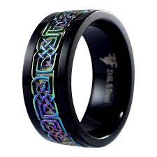 Rainbow Celtic Knot Spinner Ring Fidget Black Wedding Bands An Everyday Casual Fidget Ring Or Stainless Steel Wedding Bands Spinner Rings Womens Spinner Rings