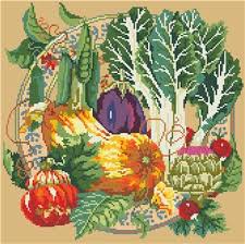 2 1/4 x 6 1/4. Vegetable Medley Cross Stitch Pattern