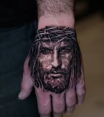 Jesus- hand piece for Tom! We used a painting reference that he gave me.  @chariot.tattoo @rawpigments @kwadron @reborntattoocare