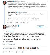 Previously she worked at commentary, pj media, human events, and the weekly standard. Michael Tracey On Twitter Jennifer Rubin Declares Bernie Ungracious And Inflexible For Refusing To Apologize For Opposing The Iraq War Which Rubin And Kristol Supported Vociferously Yet Both Have Nonetheless Managed To