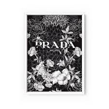Black And White Flower Prints In Frames Wall Art Floral Prada Fashion Art Print On Paper Framed Unframed A 536 Fashion Art Prints Modern Wall Decor Art Floral Art
