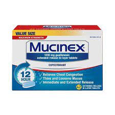 Mucinex Maximum Strength 12 Hour Chest Congestion Expectorant Relief Tablets 1200 Mg 42 Count Thins Loosens Mucus Walmart Com