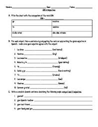Ser And Adjectives Worksheet With Answer Key Adjective