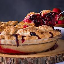 Mixed Berry Plum Pie With 3 Kinds Of Fresh Berries Of Batter And Dough