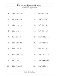 Factoring To Solve Quadratic Equations Worksheet Answers Worksheet List