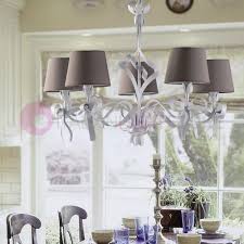 These lamps will complement any room setting. Fiocco Chandelier White 5 Lights Shabby Chic Provencal With Lampshades