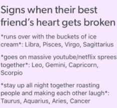 Likewise, pisces and scorpio go to cancer for a cup of tea and a friendly ear. Zodiac Romance Signs When Their Best Friend S Hearts Get Broken Wattpad