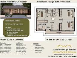 By far our trendiest bedroom configuration, 3 bedroom floor plans allow for a wide number of options and a broad range of functionality for any homeowner. Modern 3 Bedroom Home Design 66gf Hipster 3 Bedroom House Etsy
