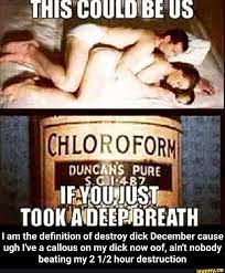 I am the definition of destroy dick December cause ugh I've a callous on my  dick now oof, ain't nobody beating my 2 1/2 hour destruction - iFunny