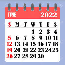 Letter Calendar For June 2022 The Week Begins On Sunday Time Royalty Free Cliparts Vectors And Stock Illustration Image 152584297