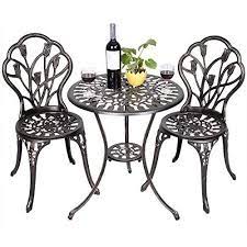 costway ensemble bistrot pour jardin en aluminium salon de jardin 2 chaises et 1 table pour balc table et chaises de jardin table de balcon table bistrot ronde