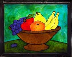 Peinture Sur Verre Glass Painting Bol De Fruits 12 X 9 Fruit Bowl Peut Etre Suspendu Dans Une Fenet Idees De Peinture Sur Toile Peinture Peinture Sur Toile