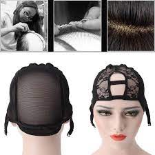 U Part Wig Cap Weaving Glueless Caps Black Mesh Crochet Adjustable Straps Elastic Bands For Making Wigs H Wigs Hair Extensions Weft Hair Extensions Making Wigs