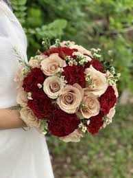 Blush rose hydrangea artificial silk bridal bouquets | faux wedding flowers (small) msrp: Champagne And Burgundy Bridal Bouquet Fresno Florist Signature Floral Designs Fresno Tx Flower Shop