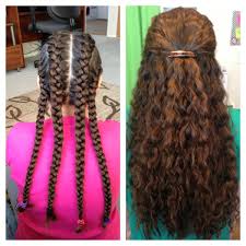 So we think it's thanks to the braids! Four French Braids Left In Over Night Make For Beautiful Wavy Hair The Next Day Wavy Hair Diy Hair Styles Wavy Hair Overnight