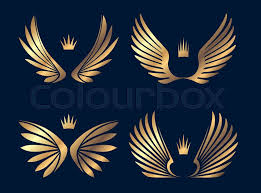 Continental airlines flight attendants past, present and proud. Set Of Four Pairs Of Gold Wings With Stock Vector Colourbox