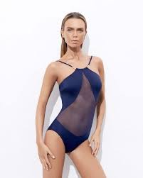 Lacivert Renkli Tul Detayli Askili Mayo Modelleri Kadinlive Com Mayolar Bikini Modelleri Modelleme