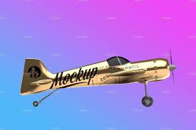 Gold Aerobatic Aircraft Mockup Mockup Mockup Psd Aircraft