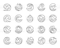 Wave Simple Black Line Icons Vector Set Royalty Free Icon Stock Vector Line Icon Icon Set Vector Wave Illustration
