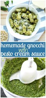 Homemade Gnocchi With Pesto Cream Sauce Super Fluffy Homemade Italian Potato Dumplings Gnocchi Coated In Homemade Gnocchi Gnocchi Gnocchi Recipes Homemade