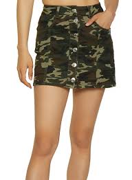 Almost Famous Button Front Camo Mini Skirt
