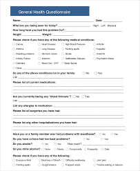 Organizations create questionnaires to gather information that helps increase efficiency and profitability. Free 34 Health Questionnaire Examples In Pdf Doc Examples