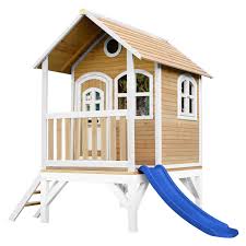 Pour les passionnés du diy et les rois du bricolage. Cabane Tom Brun Blanc Avec Toboggan Axi Cabanes En Bois Apesanteur Com
