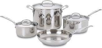 You can use this cookware set in the oven and broiler at temperatures up to 500 degrees fahrenheit. Amazon Com Cuisinart 77 7 Chef S Classic Stainless 7 Piece Cookware Set Silver Stainless Steel Cookware Home Kitchen