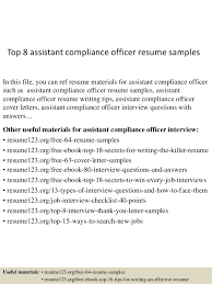 top 8 assistant compliance officer