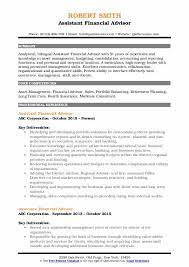 We support you by providing this financial planner resume example template, which will save you time, cost and efforts and help you to reach the next level of success in your. Financial Advisor Resume Samples Qwikresume