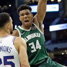 Giannis antetokounmpo 2015 nba slam dunk contest spotlight action photo print is a licensed reproduction that was printed on premium heavy stock paper which captures all of the vivid colors and details of the original. Ben Simmons And Giannis Antetokounmpo Dunk On Each Other As Philadelphia 76ers Down Milwaukee Bucks To Clinch Nba Play Off Spot
