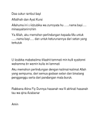 Tahnik (memasuki manisan seperti buah korma ke dalam mulut di lelangait bayi) 3. Doa Cukur Rambut Bayi