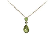 Peridot Drop Necklace With Diamond Accent 14k Yellow Gold Gemstone Jewelry Stores Long Island Fortunoff Fine Jewelry