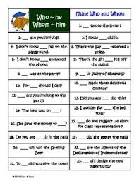 Who Whom Relative Pronouns Anchor Chart Center Activity Ta