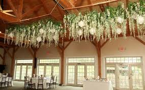 Romantic Rustic Dance Floor Decor Hanging Wisteria Flowers With Battery Operated Lanterns Reception Decoration 60 Off Retail Hanging Wedding Decorations Hanging Flowers White Lanterns